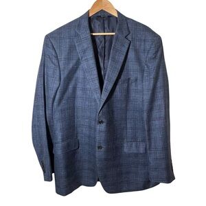 Jos A Bank Silk Wool Plaid Blazer Jacket Size 46L